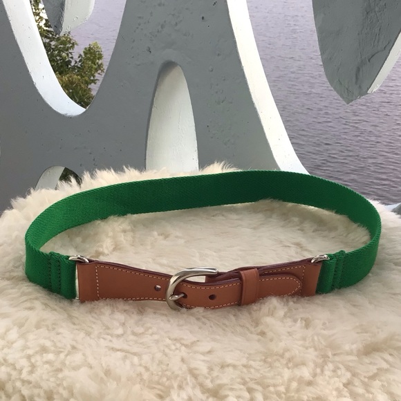 Dooney & Bourke Accessories - Dooney & Bourke (D&B) 6949 Leather, Brass and Canvas Belt - Excellent Condition